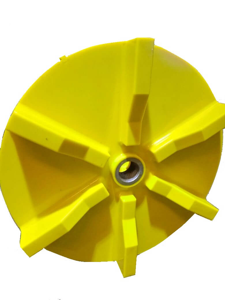 Rotor de bomba em poliuretano amarelo com bucha metálica